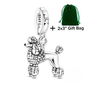 Royal Poodle Dog Lover Dangle Charm | 925 Silver | Brand New